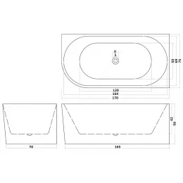 Ванна AMI R акриловая отдельностоящая  Ceruttispa (1700x750x560)