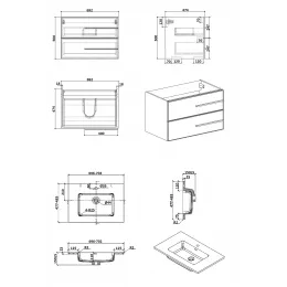 Комплект Тумба Bella70 подвесная с раковиной 700х480х525 PARLY Spa