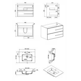 Комплект Тумба Bella100 подвесная с раковиной 1000х480х525 PARLY Spa