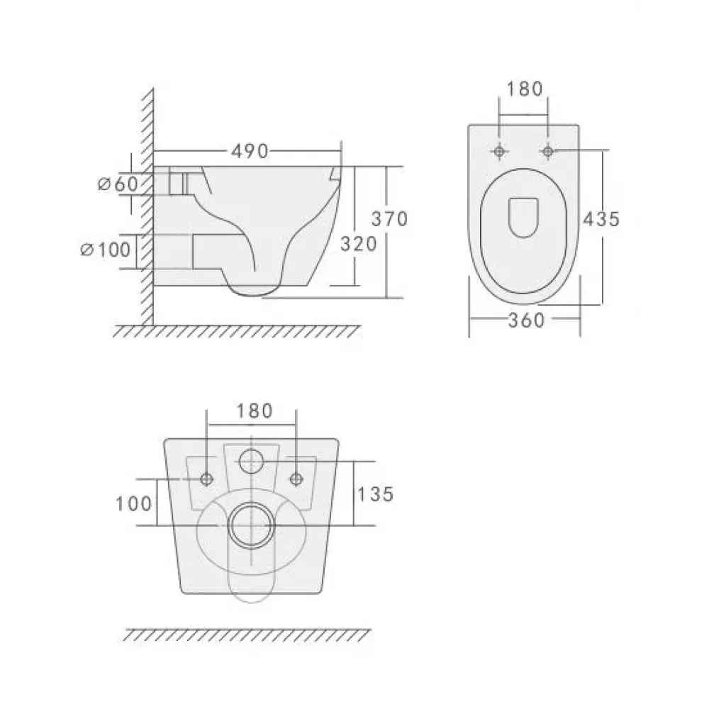 Унитаз ORLTER Aria UF подвесной безободковый Ceruttispa CT10572 (490х360х370)