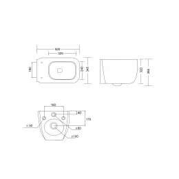 Унитаз ROMINA Aria Tornado подвесной безободковый со смывом торнадо Ceruttispa CT10613 (520х345х365)