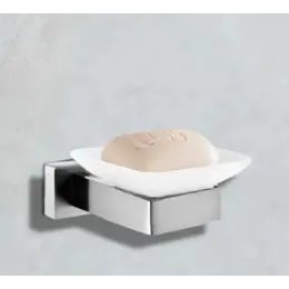 Мыльница CR-F25-H04 стеклянная с держателем из нержавеющей стали BOCH MANN, цвет нержавеющая сталь