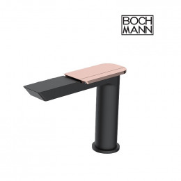 Смеситель COMO BG для раковины BOCH MANN BM10784, ЧЕРНЫЙ матовый, ручка цвет ЗОЛОТО
