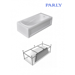 Ванна акриловая с каркасом БЕЗ экрана ORTIZ (1600x700x520) приставная, белая PARLY