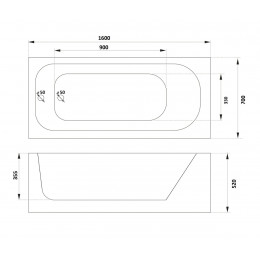 Ванна акриловая с каркасом БЕЗ экрана ORTIZ (1600x700x520) приставная, белая PARLY