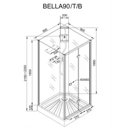 Кабина BELLA90B душевая без крыши Ceruttispa (90x90x215-225)