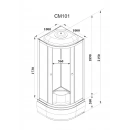 Кабина CM101  душевая PARLY (100х100х215)