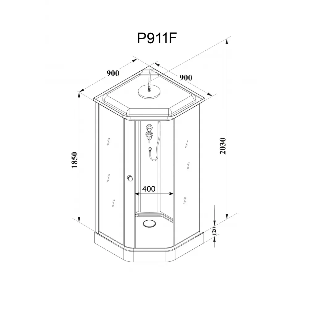 Кабина P911F душевая PARLY (90х90х215)
