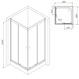 Уголок ZQ8111 душевой PARLY с поддоном (80х80х193)