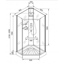 Кабина CHIKA901T душевая без крыши Ceruttispa (90x90x215-225)