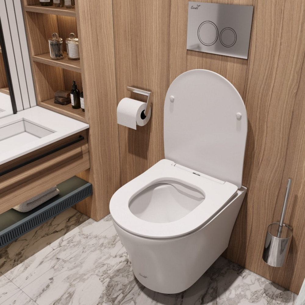 Унитаз ADIGE Aria MW ТЕРМООБЖИГ (не плёнка) подвесной безободковый белый матовый Ceruttispa CT9245 (490х360х355)