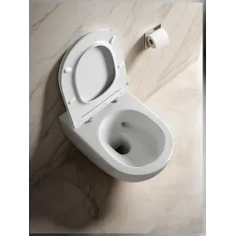 Унитаз SELLA Aria Tornado подвесной безободковый со смывом торнадо Ceruttispa CT9529 (490х370х370)