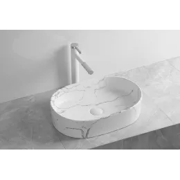 Раковина CR0055B MMW2 накладная, мрамор матовый белый, овальная 500х350х120 Ceruttispa