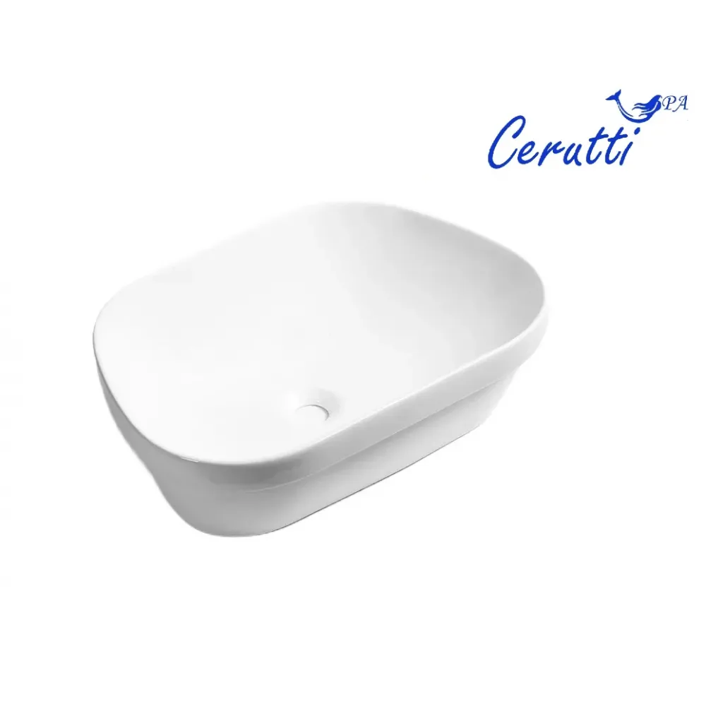 Раковина CR0023 накладная, белая, трапеция 570х400х150 Ceruttispa