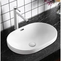 Раковина  CR018 накладная, белая, овальная с переливом 600х400х170 Ceruttispa