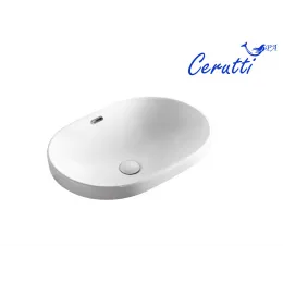 Раковина  CR018 накладная, белая, овальная с переливом 600х400х170 Ceruttispa