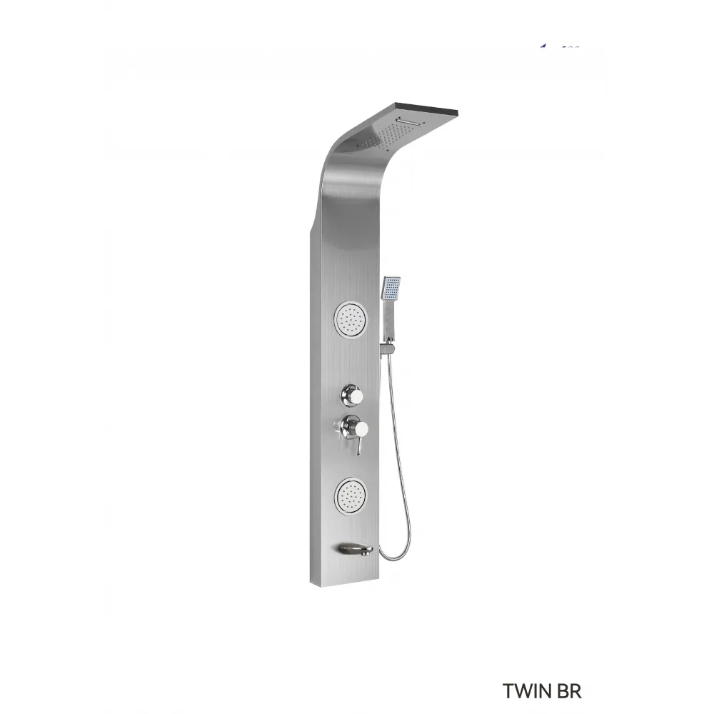 Панель TWIN BR душевая из нержавеющей стали с форсунками Ceruttispa CT9988, цвет матовая нержавеющая сталь
