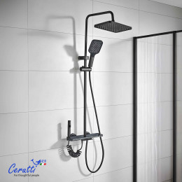 Душевая стойка Ceruttispa ТОРЕ (TORE) цвет графит, с LED подсветкой