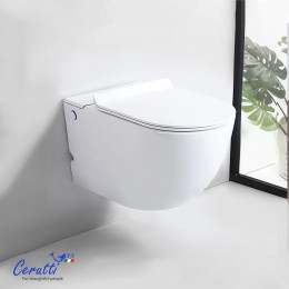 Унитаз подвесной Ceruttispa БАРБАРИЯ (BARBARIA) Aria Pulse CT10591 (585х360х330) с функцией импульсного смыва БЕЗ РАМЫ