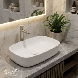 Раковина накладная Ceruttispa CR0045 (590х370х130) белая, прямоугольная