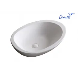 Раковина накладная Ceruttispa CR1005 (660х485х160) белая, асимметричный овал