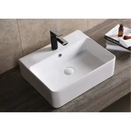 Раковина накладная Ceruttispa CR0094 (520х420х150) белая, прямоугольная, с ответстием под смеситель