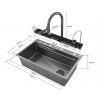 Мойка GLORIA II nano black (серая) кухонная, многофункциональная, из нержавеющей стали, (750х460х230) Ceruttispa