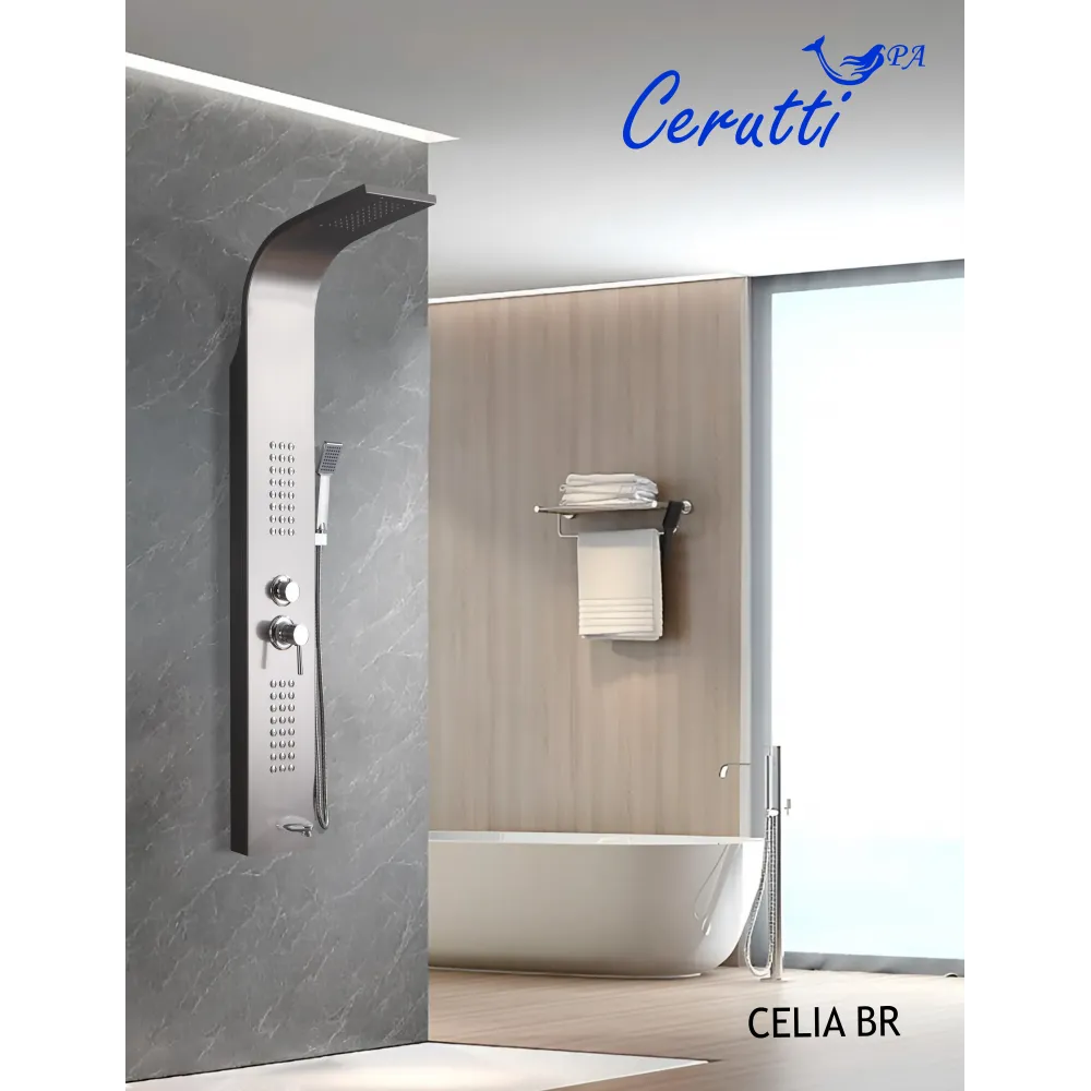 Панель CELIA BR душевая из нержавеющей стали с форсунками Ceruttispa CT10405, цвет нержавеющая сталь матовая