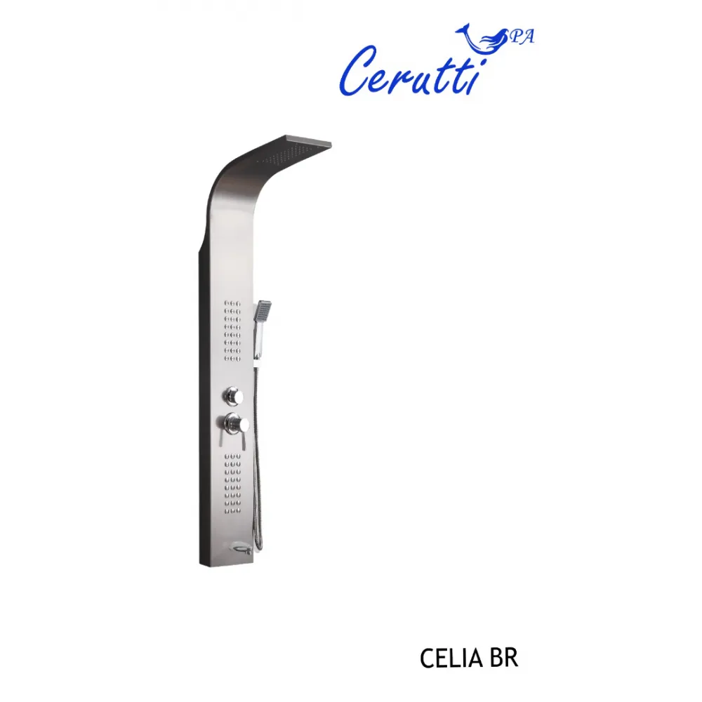 Панель CELIA BR душевая из нержавеющей стали с форсунками Ceruttispa CT10405, цвет нержавеющая сталь матовая