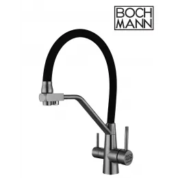 Смеситель ELSE GR из нержавеющей стали  для кухни BOCH MANN, с краном под фильтр, цвет СЕРЫЙ