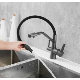 Смеситель ELSE GR из нержавеющей стали  для кухни BOCH MANN, с краном под фильтр, цвет СЕРЫЙ