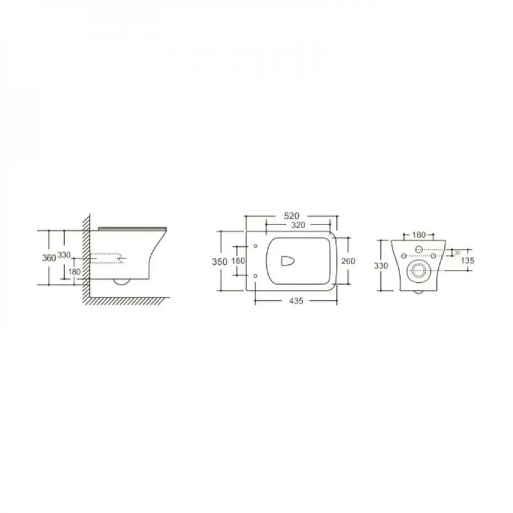 Унитаз ELLEROS Aria UF подвесной безободковый Ceruttispa CT10482 (520x350x360)