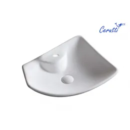 Раковина накладная Ceruttispa, CR7054 (500х400х130) белая, асимметричная, с отверстием под смеситель