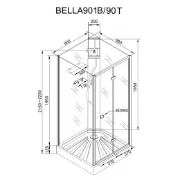 Кабина BELLA90T душевая без крыши Ceruttispa (90x90x215-225)
