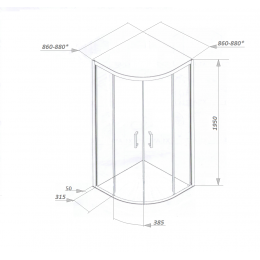 Ограждение VIVA90B  душевое Ceruttispa без поддона (90x90x195)