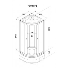 Кабина ECM921 душевая PARLY (90х90х215)