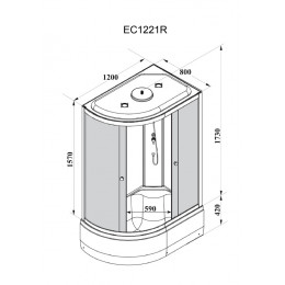 Кабина EC1221R душевая PARLY (80х120х215)
