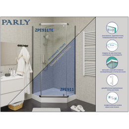 Уголок ZPE911TE душевой PARLY с поддоном (90х90х192)