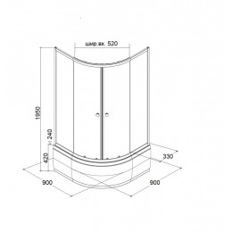 Уголок Z9011 душевой PARLY с поддоном (90х90х195)