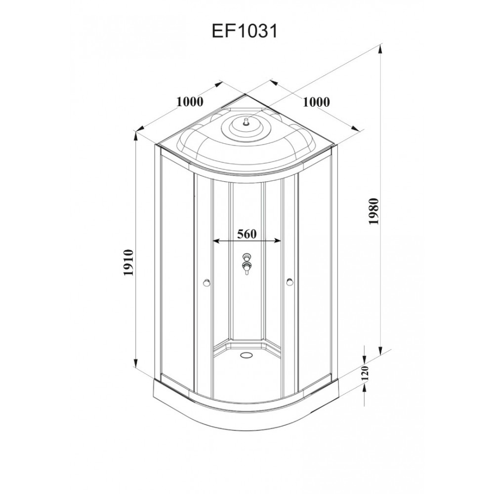 Кабина EF1031 душевая PARLY (100х100х210)