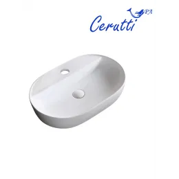 Раковина CR0074 накладная, белая, овальная, с отверстием под смеситель 600х400х120 Ceruttispa