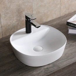 Раковина CR0075 накладная, белая, квадратная, с отверстием под смеситель 400х400х120 Ceruttispa