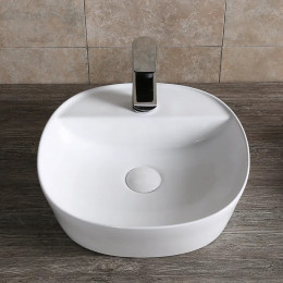 Раковина CR0075 накладная, белая, квадратная, с отверстием под смеситель 400х400х120 Ceruttispa