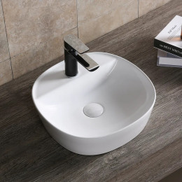 Раковина CR0075 накладная, белая, квадратная, с отверстием под смеситель 400х400х120 Ceruttispa