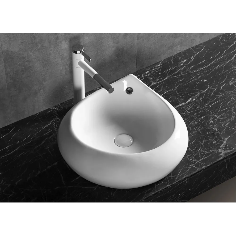 Раковина CR045E накладная, белая, форма капли, с переливом 475х470х180 Ceruttispa