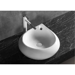 Раковина CR045E накладная, белая, форма капли, с переливом 475х470х180 Ceruttispa