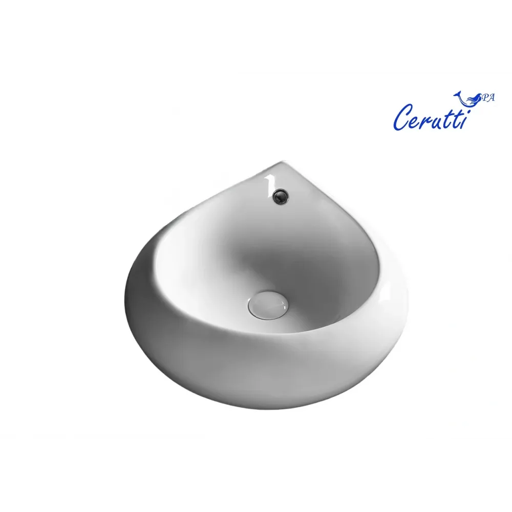 Раковина CR045E накладная, белая, форма капли, с переливом 475х470х180 Ceruttispa