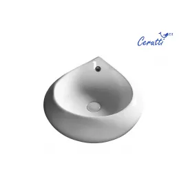 Раковина CR045E накладная, белая, форма капли, с переливом 475х470х180 Ceruttispa