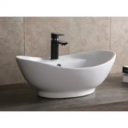 Раковина CR7003 накладная, белая, овальная, под смеситель, с переливом 600х395х220 Ceruttispa