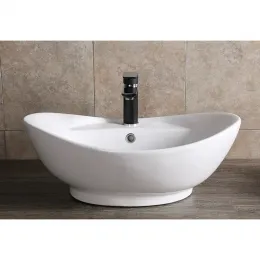 Раковина накладная Ceruttispa CR7003 (600х395х220) белая, овальная, с отверстием под смеситель